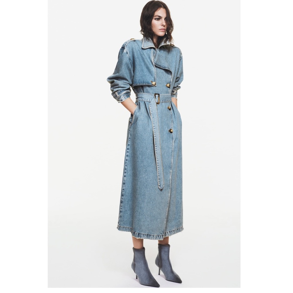 Zara Blue Denim Trench Coat